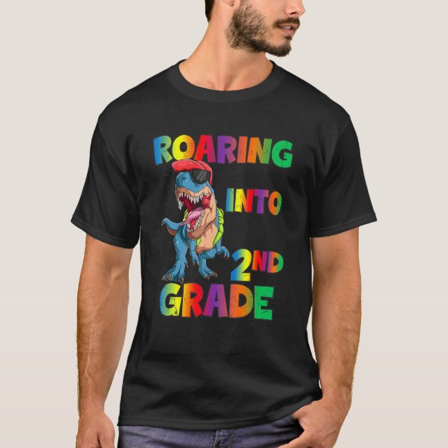 Camiseta De vuelta a 2° Grado Rex Dinosaur Funny (Anverso)