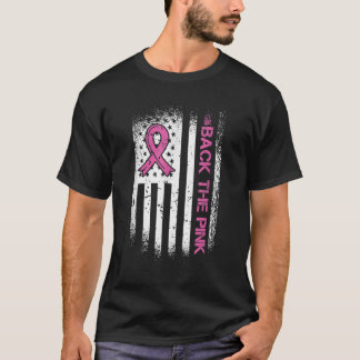 Camiseta De vuelta a la cinta rosa Bandera Americana Cáncer