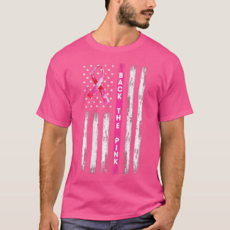 Camiseta De vuelta a la cinta rosa Bandera Americana Cáncer