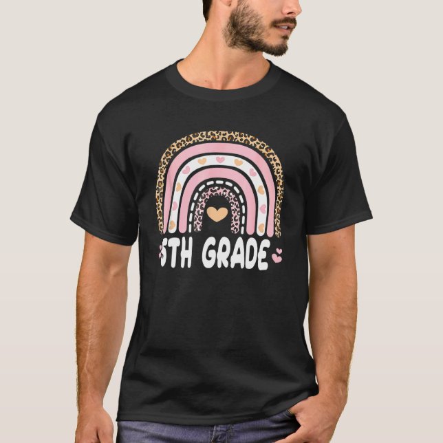 Camiseta De vuelta a la escuela 5º grado Oso rosa del leopa (Anverso)
