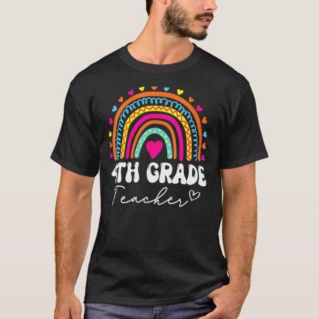 Camiseta De Vuelta A La Escuela Arcoiris 4° Grado De Equipo (Anverso)