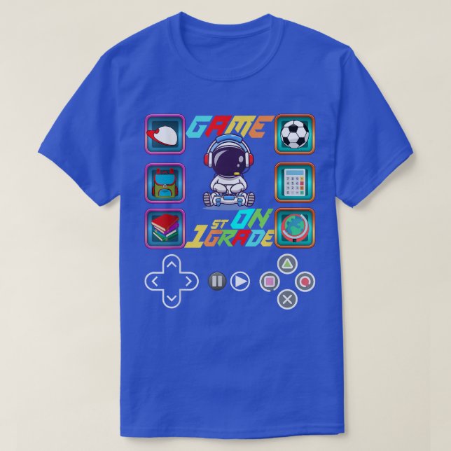Camiseta De vuelta a la escuela Astronauta 1er grado juego  (Diseño del anverso)