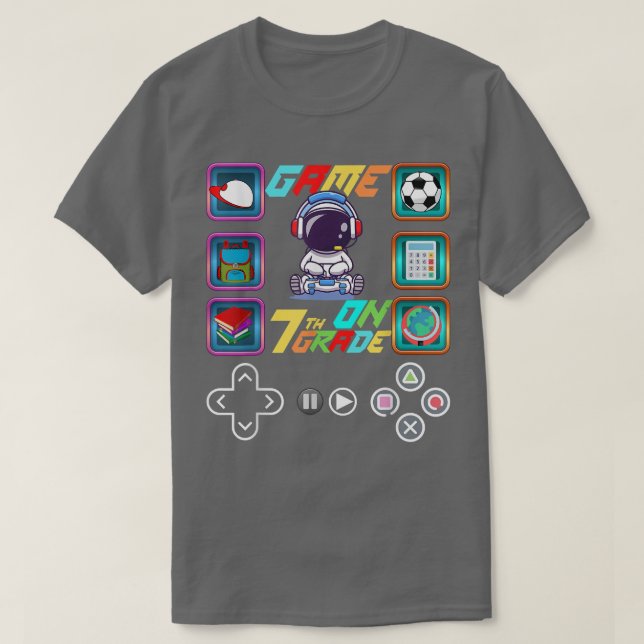 Camiseta De vuelta a la escuela Astronauta 7° grado juego e (Diseño del anverso)