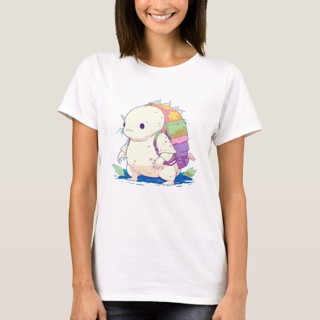 Camiseta De vuelta a la escuela Axolotl Kawaii Personalizad (Anverso)