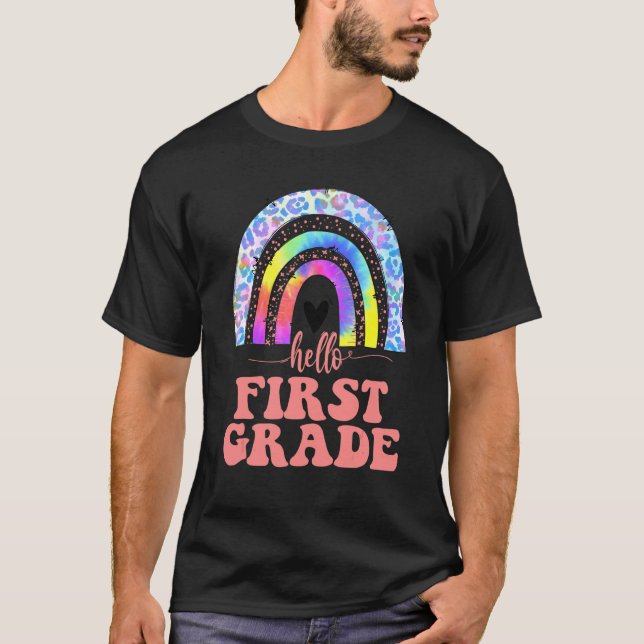 Camiseta De vuelta a la escuela Boho Arcoíris Hola Primer G (Anverso)