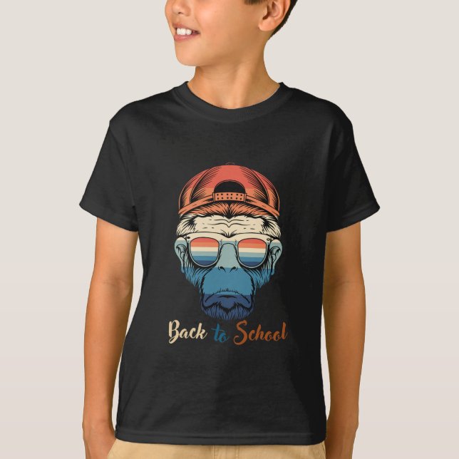 Camiseta De vuelta a la escuela con un tema de chimpancé de (Anverso)