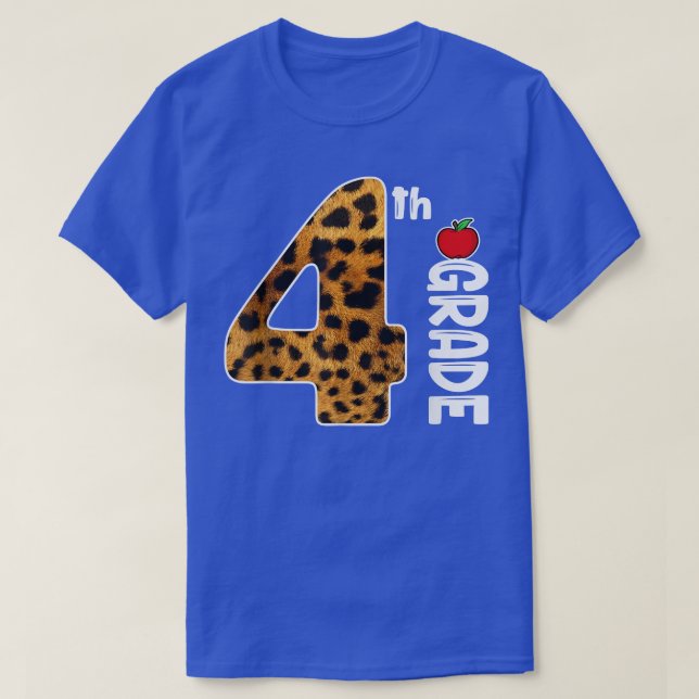 Camiseta De Vuelta A La Escuela De 4º Grado Leopardo Para M (Diseño del anverso)