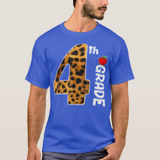 Camiseta De Vuelta A La Escuela De 4º Grado Leopardo Para M