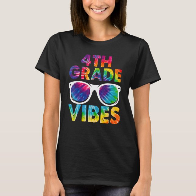 Camiseta De Vuelta A La Escuela De 4º Grado Vibes Tie Dye C (Anverso)