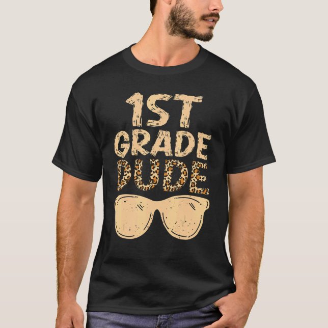 Camiseta De vuelta a la escuela de primer grado Leopard Ani (Anverso)