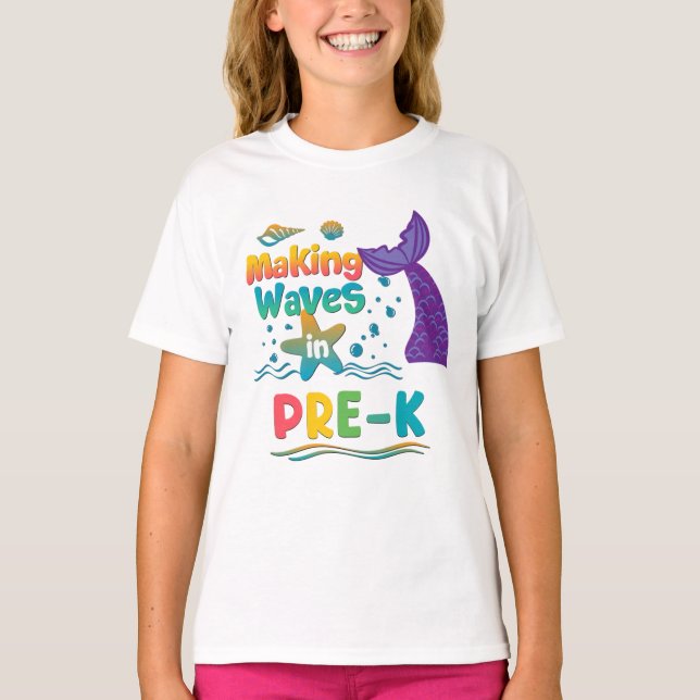 Camiseta de vuelta a la escuela de sirena de pre-K (Anverso)