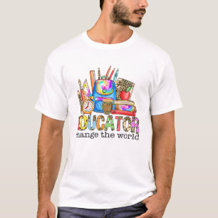 Camiseta De Vuelta A La Escuela Educadora Cambia El Leopard