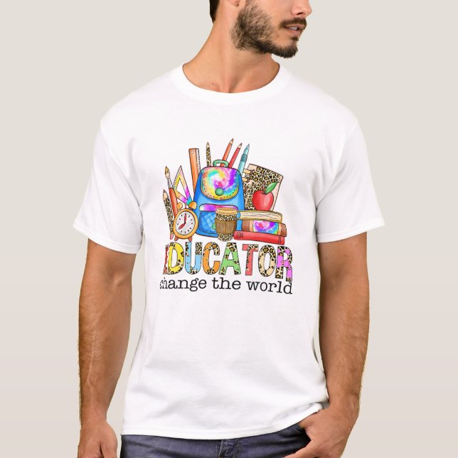 Camiseta De Vuelta A La Escuela Educadora Cambia El Leopard (Anverso)