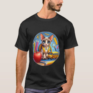 Camiseta De vuelta a la escuela gato Devon Rex niños niñas