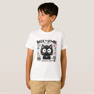 Camiseta De vuelta a la escuela gato negro está bien.