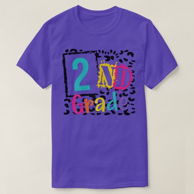 Camiseta De vuelta a la escuela Hola a segundo grado Leopar (Diseño del anverso)