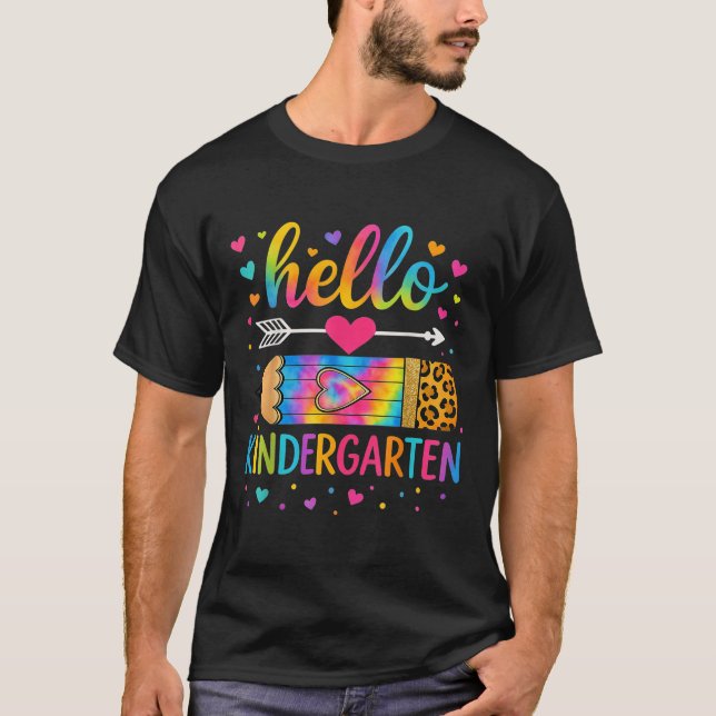 Camiseta De Vuelta A La Escuela Hola Kindergarten Leopard T (Anverso)