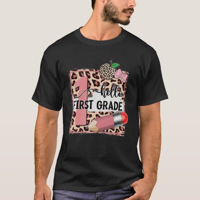 Camiseta De vuelta a la escuela Hola primer curso de enseña (Anverso)
