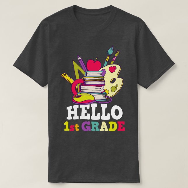 Camiseta De vuelta a la escuela-hola primer grado (Diseño del anverso)