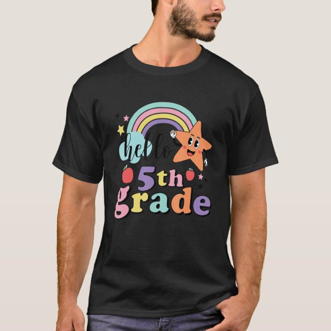 Camiseta De vuelta a la escuela Hola profesores de quinto g (Anverso)