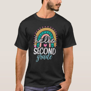 Camiseta De vuelta a la escuela Hola segundo grado Rainbow 