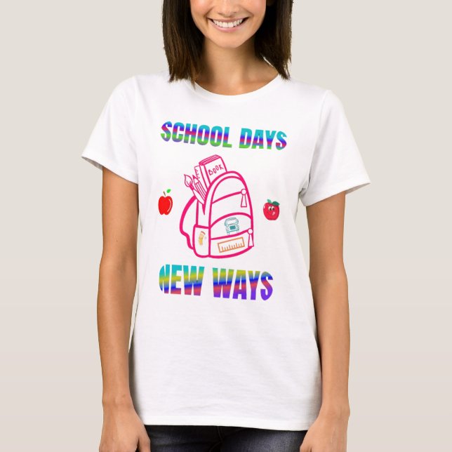 Camiseta De vuelta a la escuela, los días escolares nuevas  (Anverso)