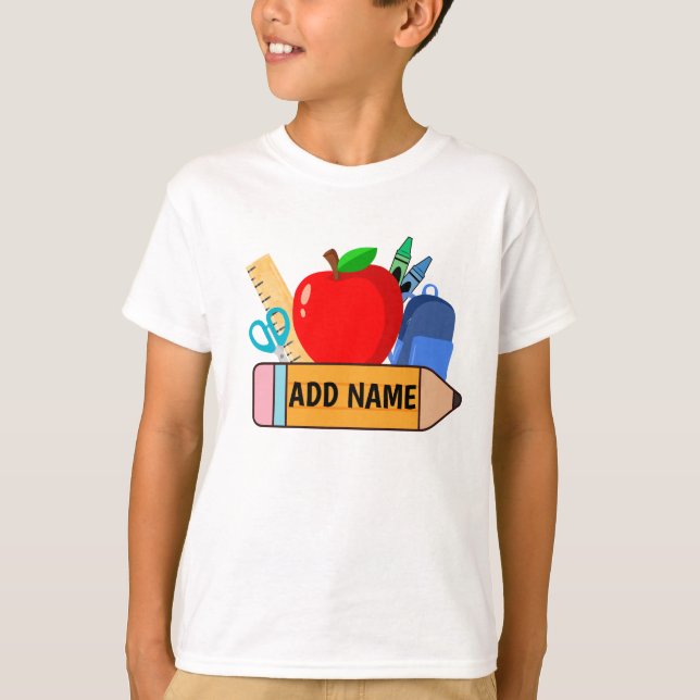 Camiseta De vuelta a la escuela los niños nombran camisas - (Anverso)