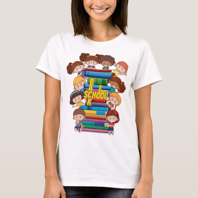 Camiseta De vuelta a la escuela niños libros de profesores (Anverso)