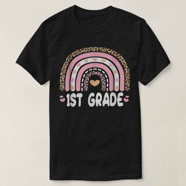 Camiseta De vuelta a la escuela primer grado Oso rosa del l (Diseño del anverso)