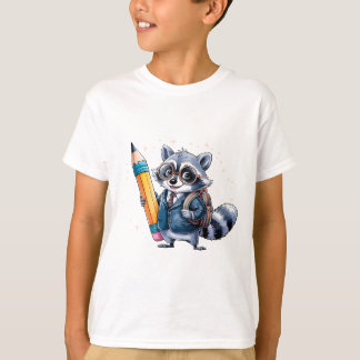 Camiseta De vuelta a la escuela Raccoon - Watercolor Raccoo