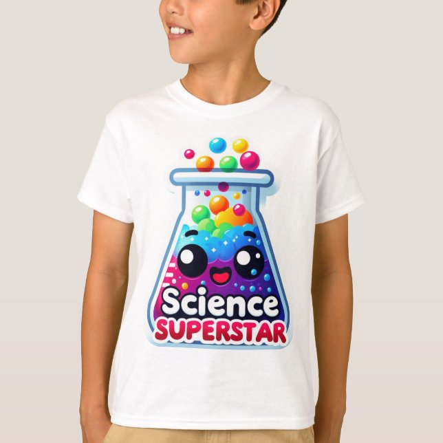 Camiseta De vuelta a la escuela "Science Superstar" Pun (Anverso)
