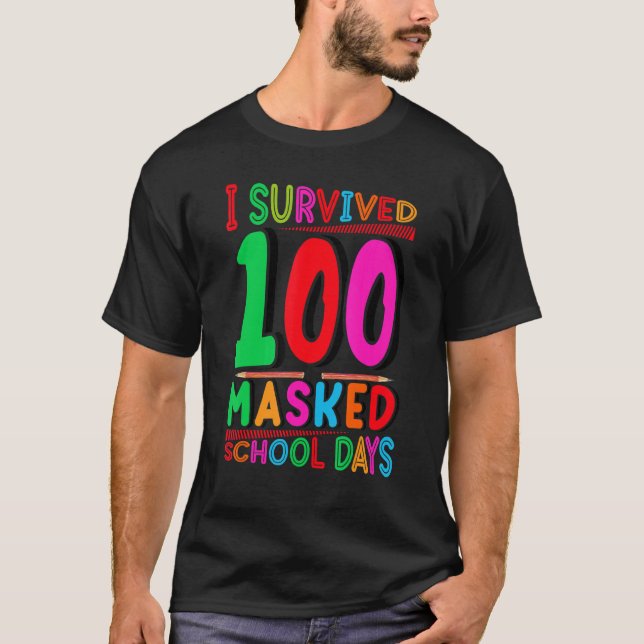 Camiseta De Vuelta A La Escuela Sobreviví A 100 Días Escola (Anverso)