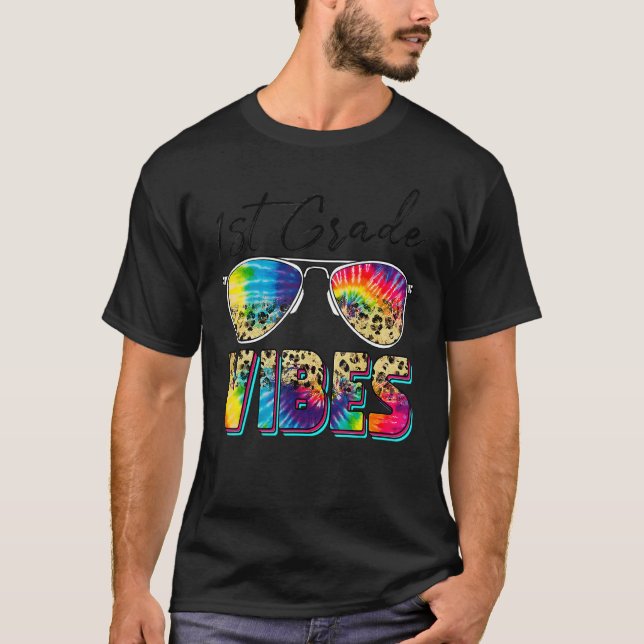 Camiseta De Vuelta A La Escuela Vibes De Primer Grado Tie D (Anverso)
