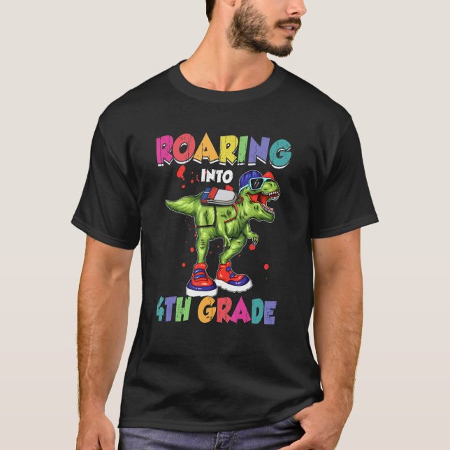 Camiseta De vuelta a Sc, profesor de Dinosaurio de 4º Grado (Anverso)
