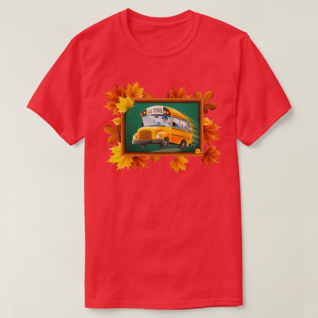 Camiseta De vuelta al autobús escolar en negro (Diseño del anverso)