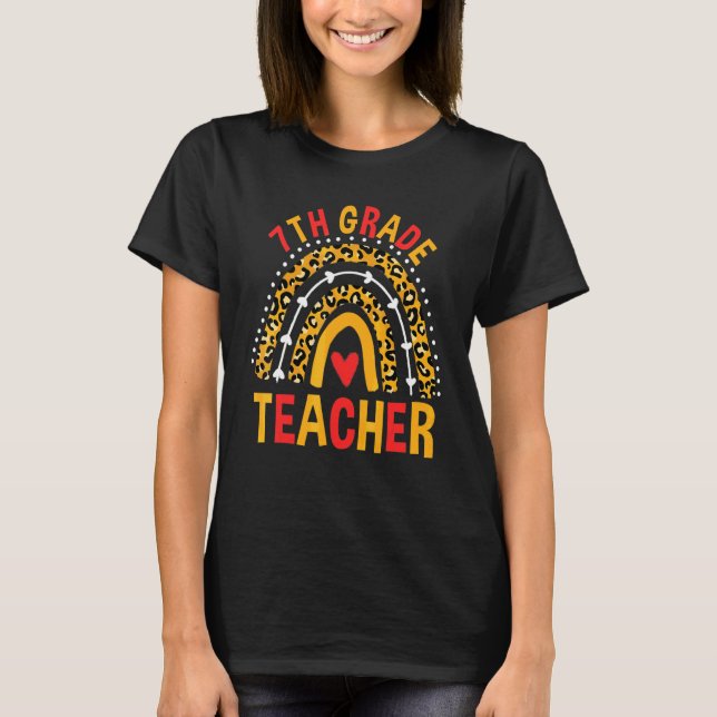 Camiseta De vuelta al cole leopardo profesora de 7º curso a (Anverso)