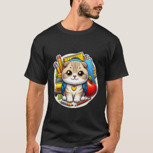 Camiseta De vuelta al colegio gato Scottish Fold niños niña