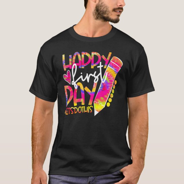 Camiseta De Vuelta Al Colegio Lápiz De Lazos Tye Happy Firs (Anverso)