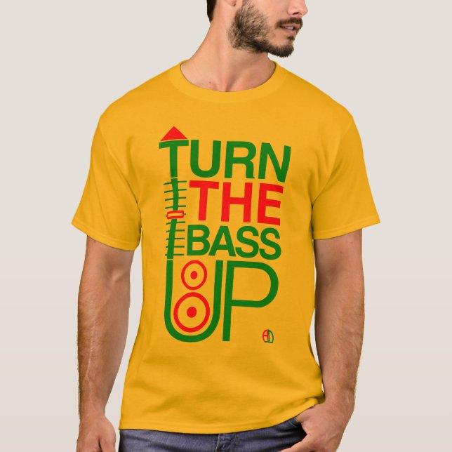 Camiseta DÉ VUELTA al crossfader DJ del BAJO PARA ARRIBA - (Anverso)