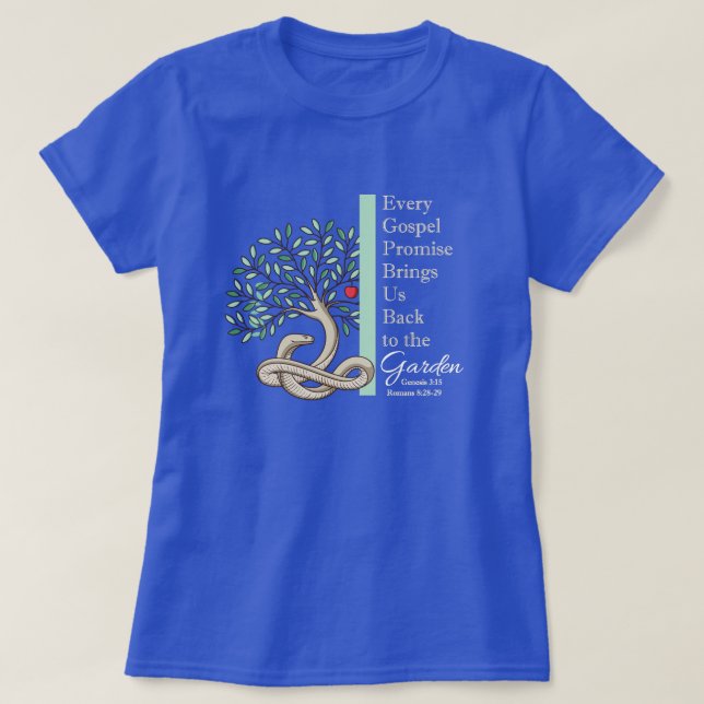 Camiseta DE VUELTA AL DINERO Gospel Cristiano Corto Azul (Diseño del anverso)