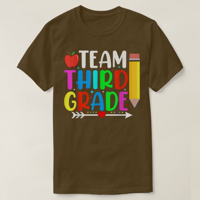 Camiseta De Vuelta Al Equipo Escolar Tercer Grado Maestra E (Diseño del anverso)