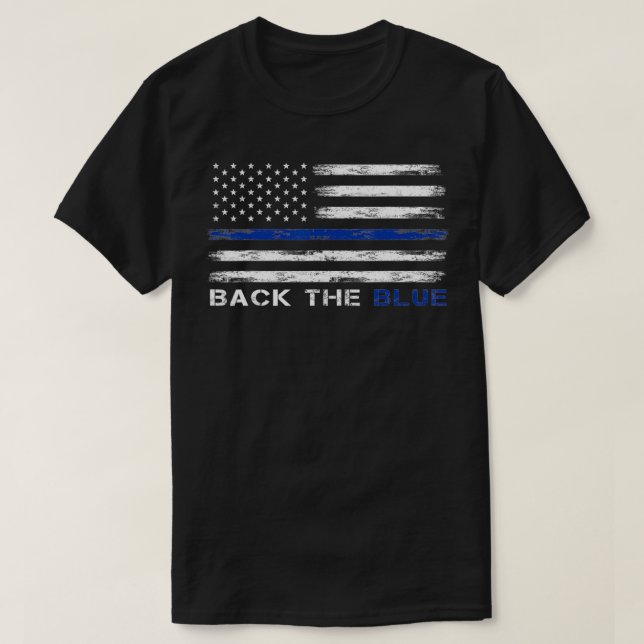 Camiseta De Vuelta La Delgada Línea Azul De La Policía De B (Diseño del anverso)