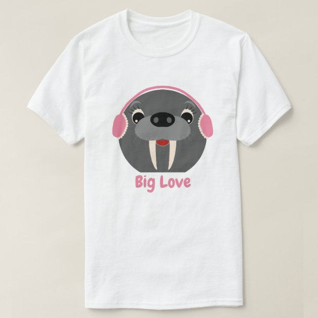 Camiseta de Walrus ‘Big Love’ de animal lindo (Diseño del anverso)