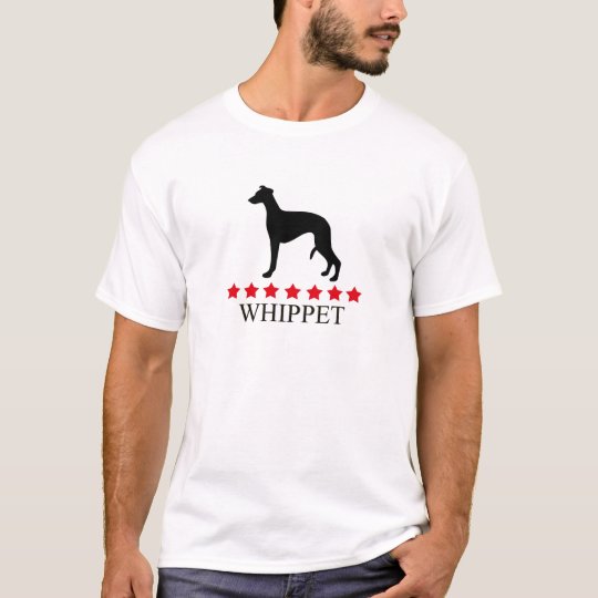 Camiseta de Whippet con las estrellas rojas