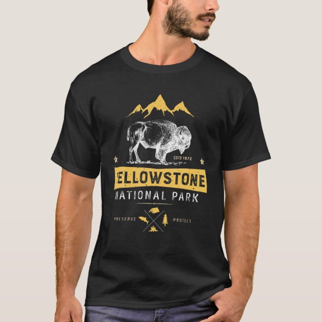 Camiseta de Yellowstone Parque Nacional US Bison B (Anverso)
