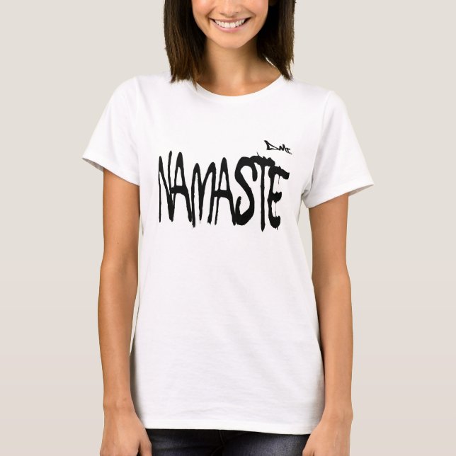 CAMISETA DE YOGA DE NAMASTE CON FLORES DE LA IMPRE (Anverso)