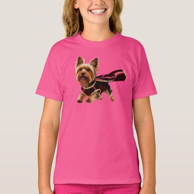 Camiseta de Yorkie Superhero Kid (Anverso)