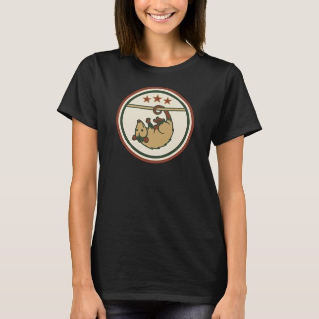 Camiseta de zarigüeya 'Vive rápido, come basura' (Anverso)