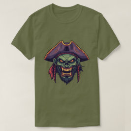 Camiseta de zombie de cráneo de pirata vintage esp