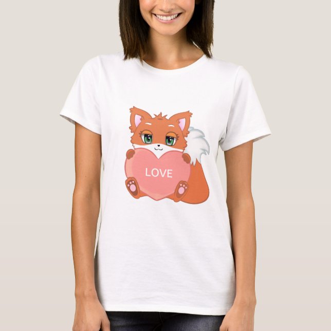 Camiseta de zorrito bebé lindo con corazón (Anverso)